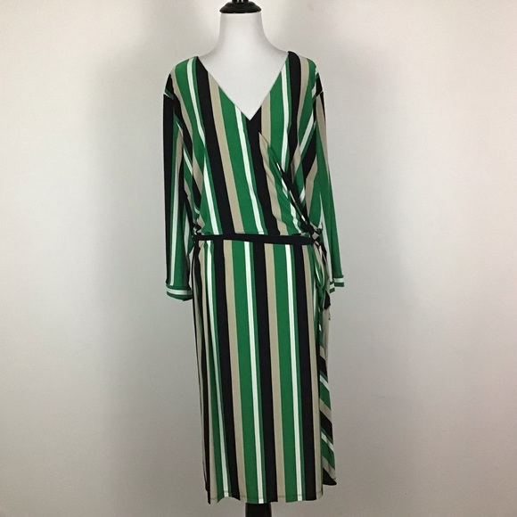 INC Macys Plus Varsity Stripe Faux Wrap Dress 3X - Picture 4 of 5